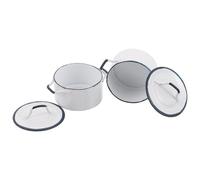 HEALSOPTHY 12 Scale Blue-Edged White Sauce Pots - Mini Cooking Utensils for Dollhouse Kitchen Accessories and Play Kitchen Decoration