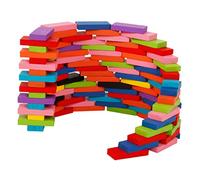 HEALSOPTHY 120pcs Wooden Domino Blocks for Colorful Educational Building to Enhance Creativity Concentration Skills Fall-resistant Design for Early Learning Fun