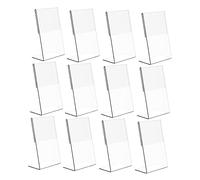 HEALSOPTHY 12Pcs Clear Acrylic Sign Holders Shaped Table Number Frames for Wedding Menu Display Stands Water Resistant Picture Holders for Restaurant Conference Event Use