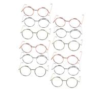 HEALSOPTHY 12pcs Mini Doll Glasses Frames Sturdy Copper Wire Eyewear Accessories in Rose Gold Silver Gold Decorative Eyeglasses for Doll Dress Up Gift