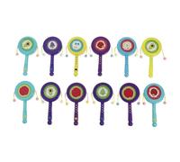 HEALSOPTHY 12Pcs Musical Rattle with Colorful Cartoon Patterns Handheld Drums for Plaything Safe Eco Friendly Material Stimulates Rhythm and Early Learning