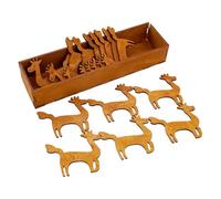 HEALSOPTHY 15PCS Deer Shaped Wooden Thread Bobbins Set Sturdy Craft Spools for Organizing Yarn Ribbon Portable Embroidery Sewing Accessories for DIY Home Projects