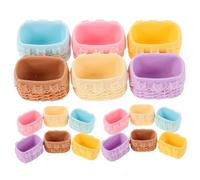 HEALSOPTHY 18PCS Miniature Dollhouse Food Basket Realistic Tiny Rattan Weaving Versatile Mini Bread and Fruit Basket Model for Fairy Garden Kitchen Decor and Creative Play Accessories