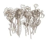 HEALSOPTHY 18pcs Wooden Wildflower Craft Set with Stems, Unfinished Wood Flower Cutouts for DIY Floral Arrangements, Boho Birth Month Flowers Bouquet Decoration