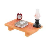 HEALSOPTHY 1set Miniature Dollhouse Realistic DIY Writing Table with Clock Lamp for Dollhouse Decoration Accessories for Creative Miniature Scenes