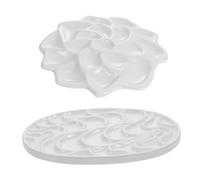 HEALSOPTHY 2 Pcs Imitation Ceramic Color Mixing Boards Wave-shaped Paint Pallets for Artists and Hobbyists Pigment Plates Easy to Clean Painting Trays for Watercolor and Craft