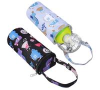 HEALSOPTHY 2 Pcs Milk Bottle Tote Bags Insulated Thermal Feeding Bottle Holders with Cartoon Patterns for Stroller Handle and Backpack Convenient Hanging Design for Picnic Travel Camping