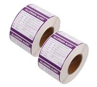 HEALSOPTHY 2 Rolls Allergy Warning Labels, Food Allergy Caution Stickers, 2 Rolls 2 Inch Purple Coated Paper Removable Writable Surface for Food Packaging and Restaurants
