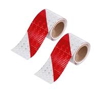 HEALSOPTHY 2 Rolls Red and White Twill Reflective Warning Tape Weatherproof Glow Dark Safety Sticker for Vehicles and Outdoor Use Strong Adhesive Night Conspicuity Tape for Enhanced