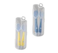 HEALSOPTHY 2 Sets Flexible Eating Training Tableware Twistable Soft Silicone Spoon and Fork for Self-Feeding Food Grade Safe PP and TPE Materials and Odorless