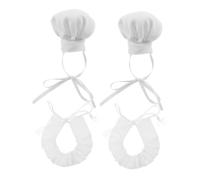 HEALSOPTHY 2 Sets Miniature Chef Hats Scarves for Stuffed Dolls Adjustable Rope Tiny Cook Hats Soft Cotton Decorative Caps for Dollhouse Role Play and Collector Display