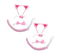HEALSOPTHY 2 Sets Pig Costume Accessories for Teens Adults Adorable Pig Ears Headband Nose Tail Bowtie Set for Halloween Parties Cosplay Dress Up Easy Wear Animal Costume Kit for Themed