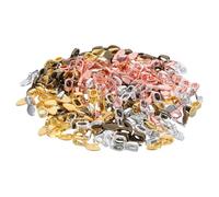 HEALSOPTHY 200pcs Jewelry Glue on Bails and Connectors for Diy Pendant Making, Small Flat Oval and Round Metal Rings in 4 Colors, Bulk Findings for Jewelry Crafting and Necklace Earring Accessories