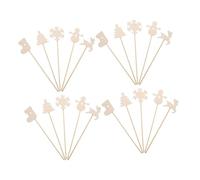 HEALSOPTHY 20pcs Christmas Wooden Princess Wand DIY Craft with Reindeer Snowman Snowflake Stocking Designs Unfinished Fairy Wand Sticks for Art Masquerade Holiday Creativity and Magical Play