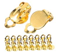 HEALSOPTHY 20pcs Golden Round Ear Clips Earring Converters Flat Back Components for DIY Jewelry Non Pierced Ears Comfortable Skin Safe Material Easy to Wear