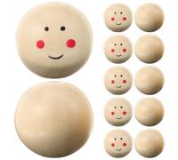 HEALSOPTHY 20pcs Natural Wood Smiling Face Doll Head Beads for DIY Jewelry Accessories Craft Beads Faces for Bracelets Necklaces Home Decoration and Handmade Charm Making