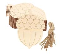 HEALSOPTHY 20pcs Wooden Acorn Cutouts DIY Painting Xmas Pendants with Hanging and Rope Fine Crafting No Burrs Safe for Holiday Decorations Fireplace Wall Window and Christmas Tree