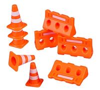 HEALSOPTHY 24 Pcs Mini Traffic Cones and Fences for Bright Orange Roadblock Sign for Early Education Safe Smooth Surface Cognitive Development and Traffic Safety Awareness
