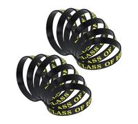 HEALSOPTHY 24pcs Class of Silicone Graduation Wristbands Elastic Black and Yellow Graduation Party Supplies Symbolic Keepsake Bracelets for Students Flexible Jewelry