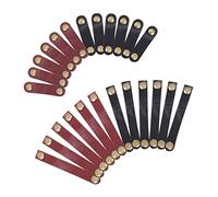 HEALSOPTHY 24Pcs Cow Leather Cable Straps Flexible Cord Organizers Headphone Wire Holders USB Cable Management for Travel and Daily Use Winding Leather Ties in Black and Brown
