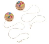 HEALSOPTHY 2pcs Adjustable Wooden Yoyos for Smooth Craftsmanship Educational Outdoor for Boys and Easy to Learn Hand-eye Coordination Plaything with Bright Design