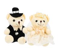 HEALSOPTHY 2Pcs Adorable Bear Doll Wedding Ornament Cute Cartoon Stuffed Bear for Wedding Present Height Couples Decoration for Home Parties and Celebrations