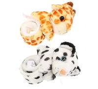 HEALSOPTHY 2pcs Animal Slap Bracelets for Plush Giraffe Snow Leopard Design Soft Comfortable Wristbands Birthday Party Favor