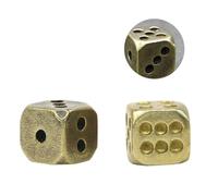 HEALSOPTHY 2Pcs Antique Brass Dice Pure Copper Bar Playing Game Tool Solid Weight Polished for Poker Night Collectible Gift