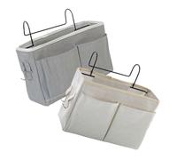 HEALSOPTHY 2pcs Bedside Hanging Pouch Large Capacity Bed Rail Organizer for Dorm Rooms Multipurpose Cotton Cloth Storage Bag for Books Phones Snacks and Practical Home Storage