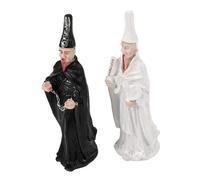 HEALSOPTHY 2Pcs Black and White Ghost Resin Figures Sand Tray Accessories for Psychological Counseling and Sandpit Therapy Miniature Gothic Horror Figurines for Creative Play and Educational