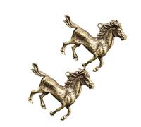 HEALSOPTHY 2pcs Brass Horse Keychain Pendants Set Chinese Style Antique Copper Horse Charms for Women and DIY Jewelry Craft