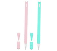 HEALSOPTHY 2Pcs Cat Head Silicone Case for Gen Pencil Cute Design Durable Fit for Pencil Accessories Pink Mint Green