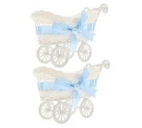 HEALSOPTHY 2pcs Creative Cart Shaped Shower Gift Basket Woven Candy Holder for Wedding Party Decor Adorable Pram Design Photo Prop for Shower Celebration