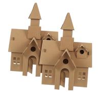 HEALSOPTHY 2pcs DIY Cardboard Castle Playhouse Educational Painting for Hand-Eye Coordination Development and Creative Learning Gift for Boys
