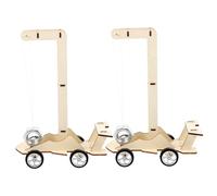 HEALSOPTHY 2pcs DIY Gravitational Car Model Educational Science Kit for Wooden Self-made Physics Experiment Vehicle Stem Learning Gift for Boys Random Color