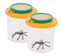 HEALSOPTHY 2Pcs Dual Lens Insect Viewer Box for Transparent Magnifying Catcher Container for Outdoor Exploration Educational Bug Observation for Boys and Yellow
