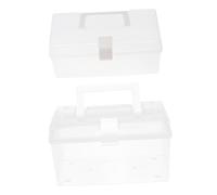 HEALSOPTHY 2pcs Dustproof Mask Storage Boxes Lid Large and Small Capacity Face Mask Organizer Case for Home Use Partitioned Design Handle Suitable for Facial Storage Random Color Random Color
