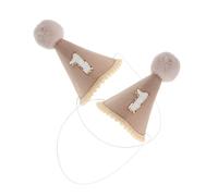 HEALSOPTHY 2Pcs Felt Birthday Party Hats with Number Pom Poms Adorable Cone Caps for Boys and Holiday Photo Prop and Party Favor Supplies