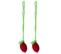 HEALSOPTHY 2pcs Handmade Knitted Woolen Egg Bags Drawstring Pocket Strawberry Shape Net Bag for Suitable for Dragon Boat Festival and Beginning of Summer