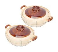 HEALSOPTHY 2pcs Heat-resistant Clay Pot with Ergonomic Single Handle Casserole Cookware for Even Cooking and Flavor Enhancement for Clay Pot Rice and Home Use