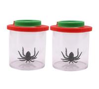 HEALSOPTHY 2pcs Insect Observation Boxes Magnifier Lenses Portable Transparent Bug Viewer for Outdoor Exploration Educational with Red and Green Covers