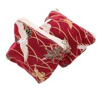 HEALSOPTHY 2pcs Japanese Vintage Cloth Key Bags with Zipper, Compact and Portable Floral Money Pouch, Retro Chic Coin Purse Zipper Wallet Vintage for On-the-go Use