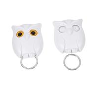 HEALSOPTHY 2pcs Magnetic Key Hooks for Wall with Peel and Stick Design Heavy Duty White Owl Shape Key Holder for Hallway and Hotel Creative and Interesting