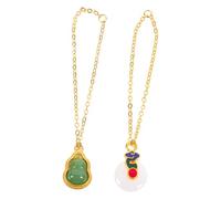 HEALSOPTHY 2Pcs Mini Doll Necklace Scale Chinese Style Jade Pendant Jewelry Accessories for Rag Dolls Fashionable Plastic Metal Chains