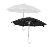 HEALSOPTHY 2pcs Mini Doll Umbrella White Black Lightweight Compact Dollhouse Ornament Chic Decorative Miniature Rain Parasol Accessories for Dolls