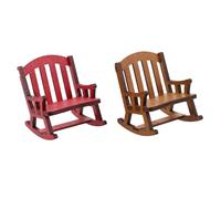 HEALSOPTHY 2pcs Miniature Wooden Rocking Chairs Solid Wood Vintage Dollhouse Furniture Prop for Home Decor Compact Model Chairs for Photography and Space Display
