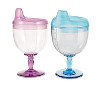 HEALSOPTHY 2pcs Shatter Resistant Plastic Sippy Cups for Ultra Transparent Milk Tea Bottles with Colorful Goblet Design Non Spill Beverage Mugs for Juice Smoothies and Milk Drinking