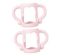 HEALSOPTHY 2pcs Silicone Milk Bottle Handles Ergonomic Anti-Scald Feeder Grips for Bottles Lightweight Pink Nursing Support for Easy Holding and Portable Use