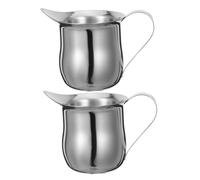 HEALSOPTHY 2pcs Stainless Steel Milk Frothing Pitchers Small Jug for Espresso Latte Art with Smooth Interior for Easy Cleaning and Enhanced Extraction