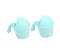 HEALSOPTHY 2pcs Toddler Shower Cap Shampoo Rinse Cup Baby Shampoo Rinser in Light Green Pp Material Adorable Shape Cute Style Comfortable Pouring Water for Parents and Babies